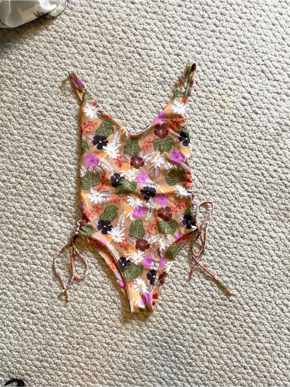 OFFER WELCOMED Floral Tie-Side One-Piece Swimsuit - Orange Floral